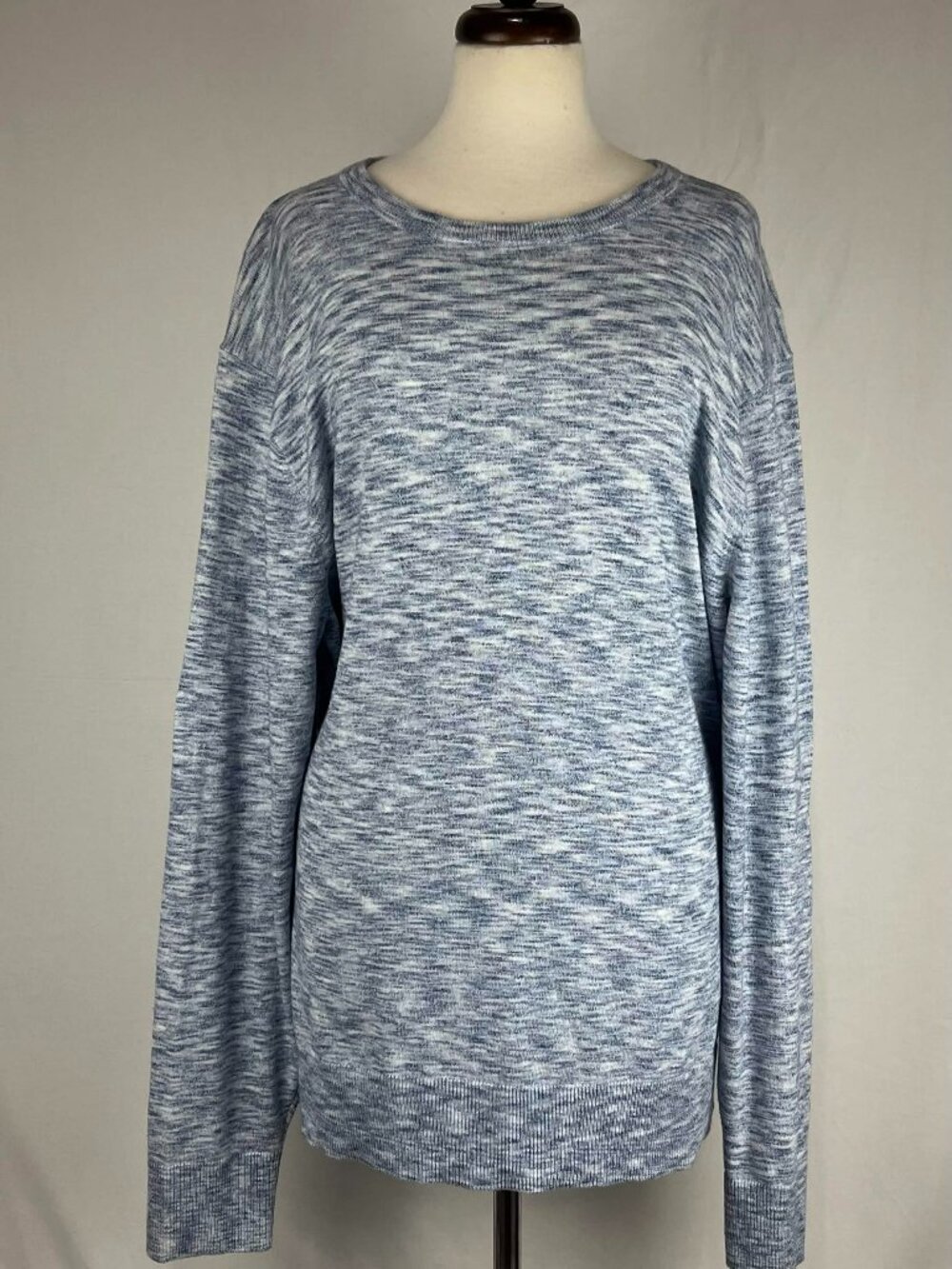 EUC Old Navy Sweater Womens Blue White Dye Knit Crewneck Pullover Soft Size XXL